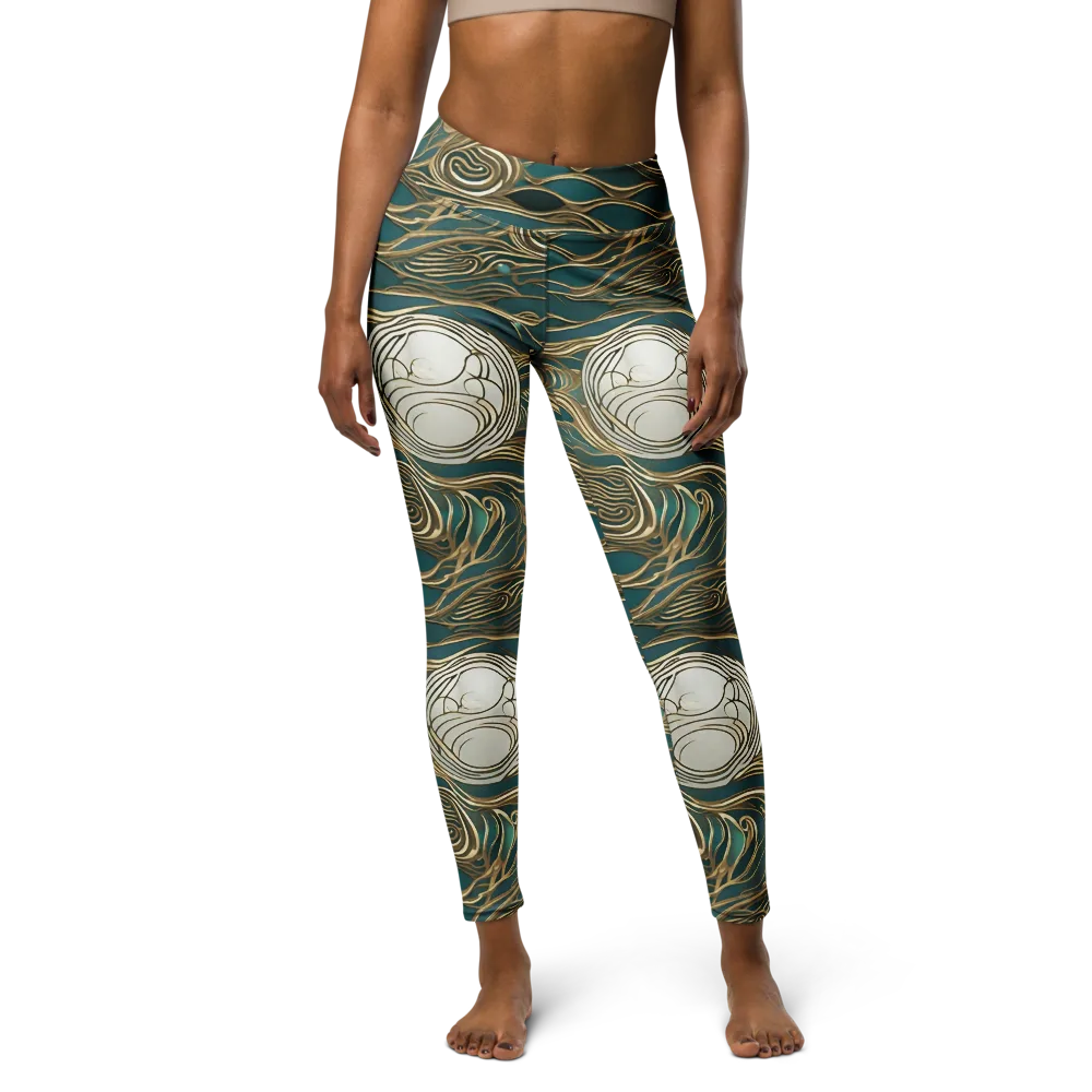 Gilded Tidal Flow on Yoga Leggings — Front