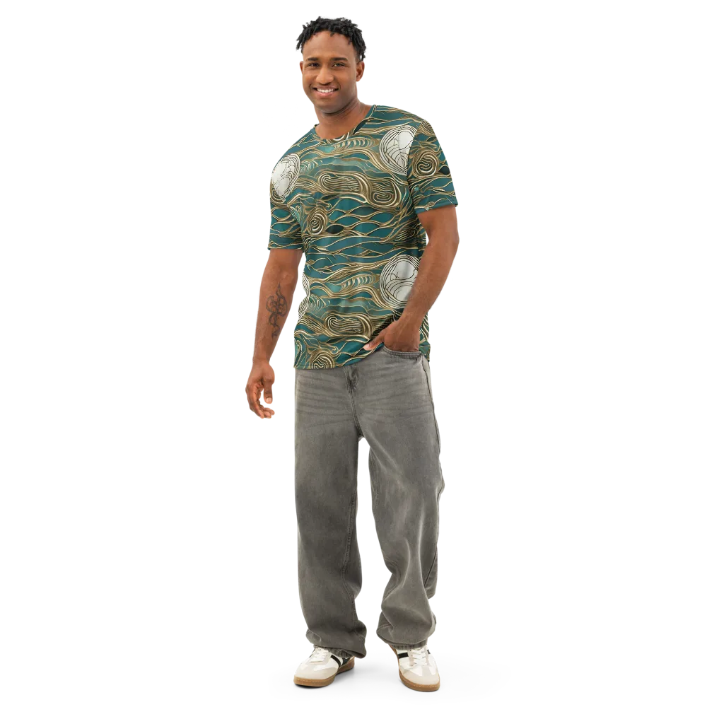 Gilded Tidal Flow on Men's Cotton Crew Neck T-Shirt — Front