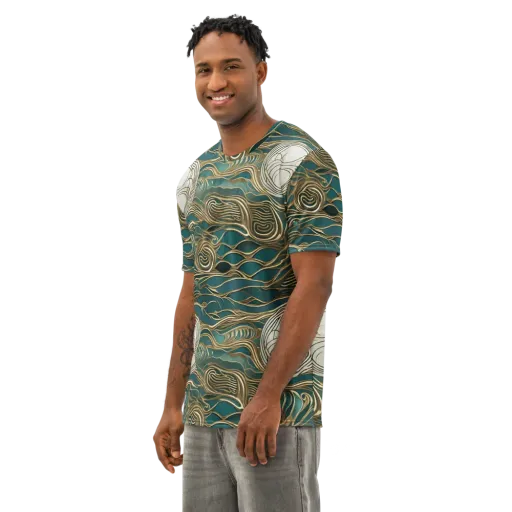 Gilded Tidal Flow on a Men's Cotton Crew Neck T-Shirt
