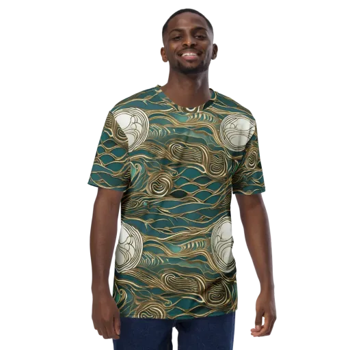 Gilded Tidal Flow on a Men's Crew Neck T-Shirt