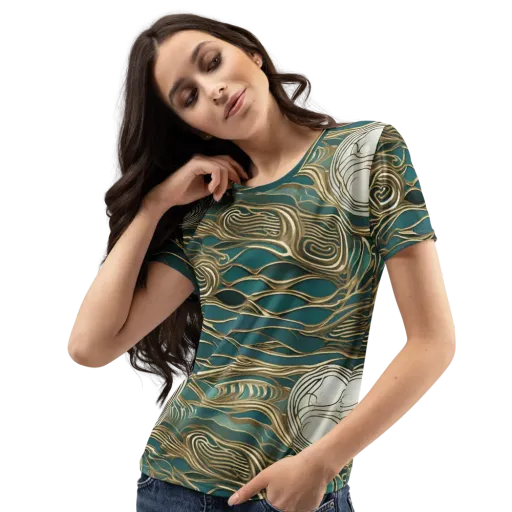 Gilded Tidal Flow on a Women's Crew Neck T-Shirt