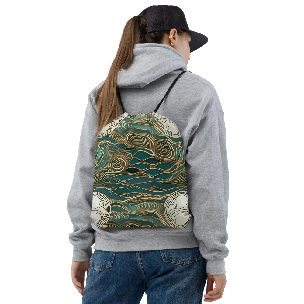 Gilded Tidal Flow on Drawstring Bag — Front