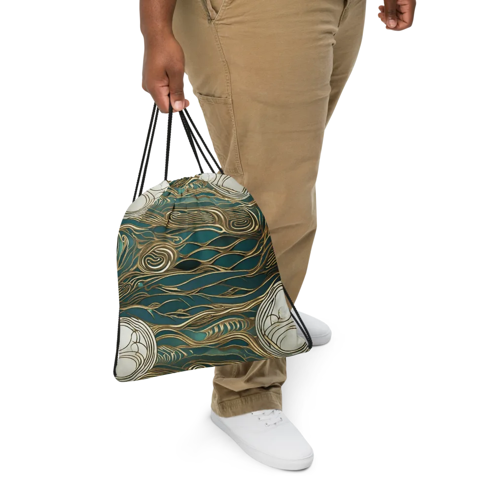 Gilded Tidal Flow on Drawstring Bag — Front
