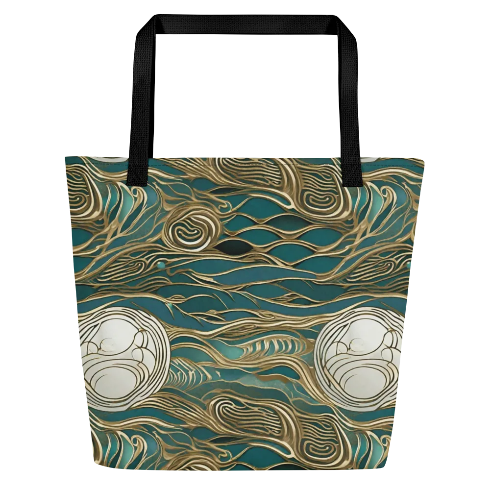 Gilded Tidal Flow on Large Tote Bag W/ Pocket — Front