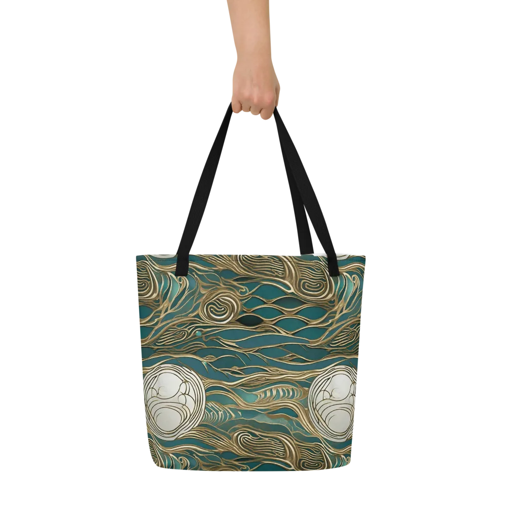 Gilded Tidal Flow on Large Tote Bag W/ Pocket — Front