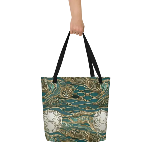 Gilded Tidal Flow on a Large Tote Bag W/ Pocket