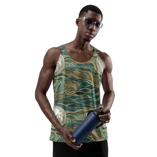 Gilded Tidal Flow on a Men's Tank Top