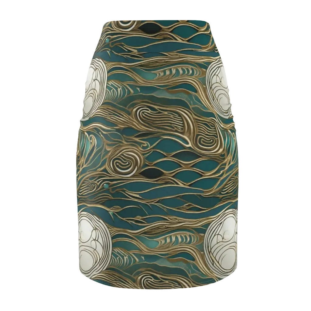 Gilded Tidal Flow on Pencil Skirt — Back