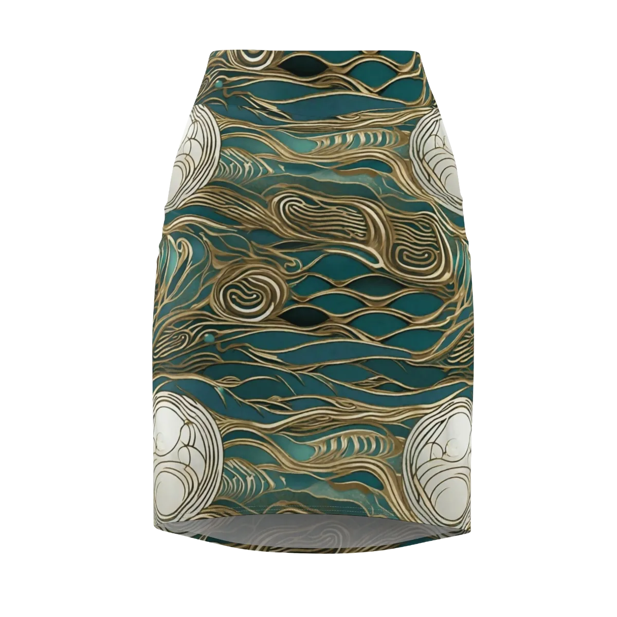 Gilded Tidal Flow on Pencil Skirt — Front