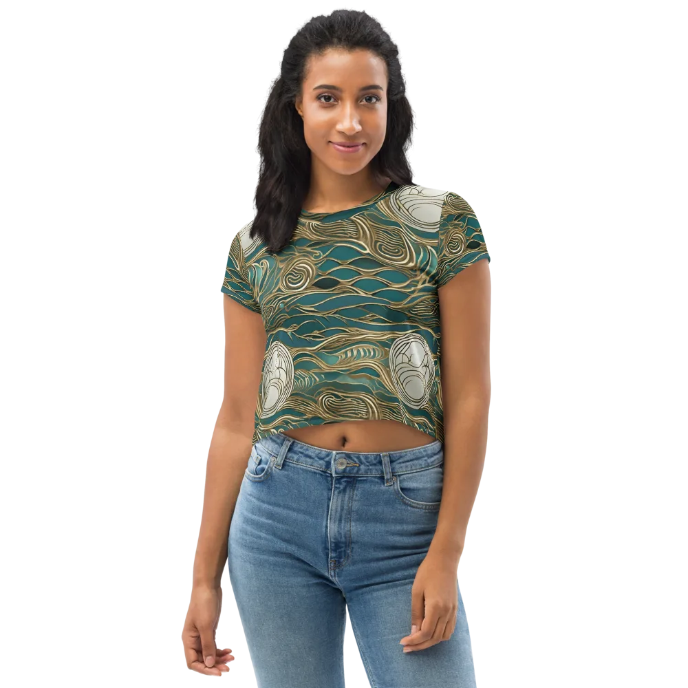 Gilded Tidal Flow on Crop Tee — Front