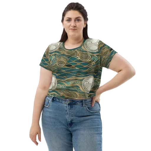Gilded Tidal Flow on a Crop Tee