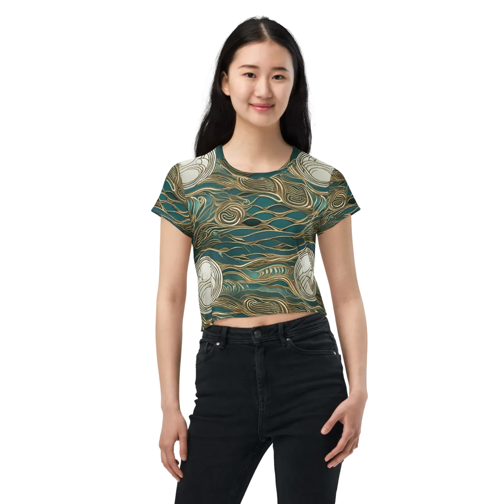 Gilded Tidal Flow on Crop Tee — Front
