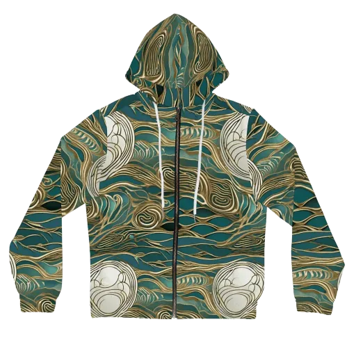Gilded Tidal Flow on a Women's Full-Zip Hoodie