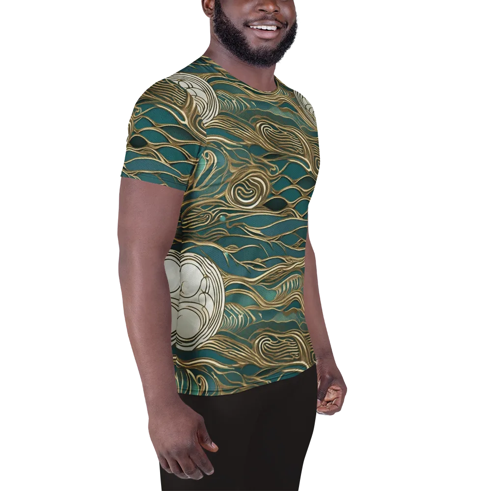 Gilded Tidal Flow on Men's Athletic T-Shirt — Right