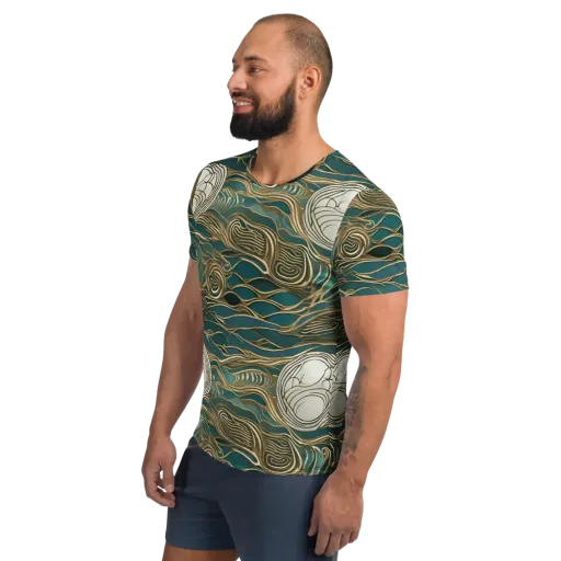 Gilded Tidal Flow on a Men's Athletic T-Shirt