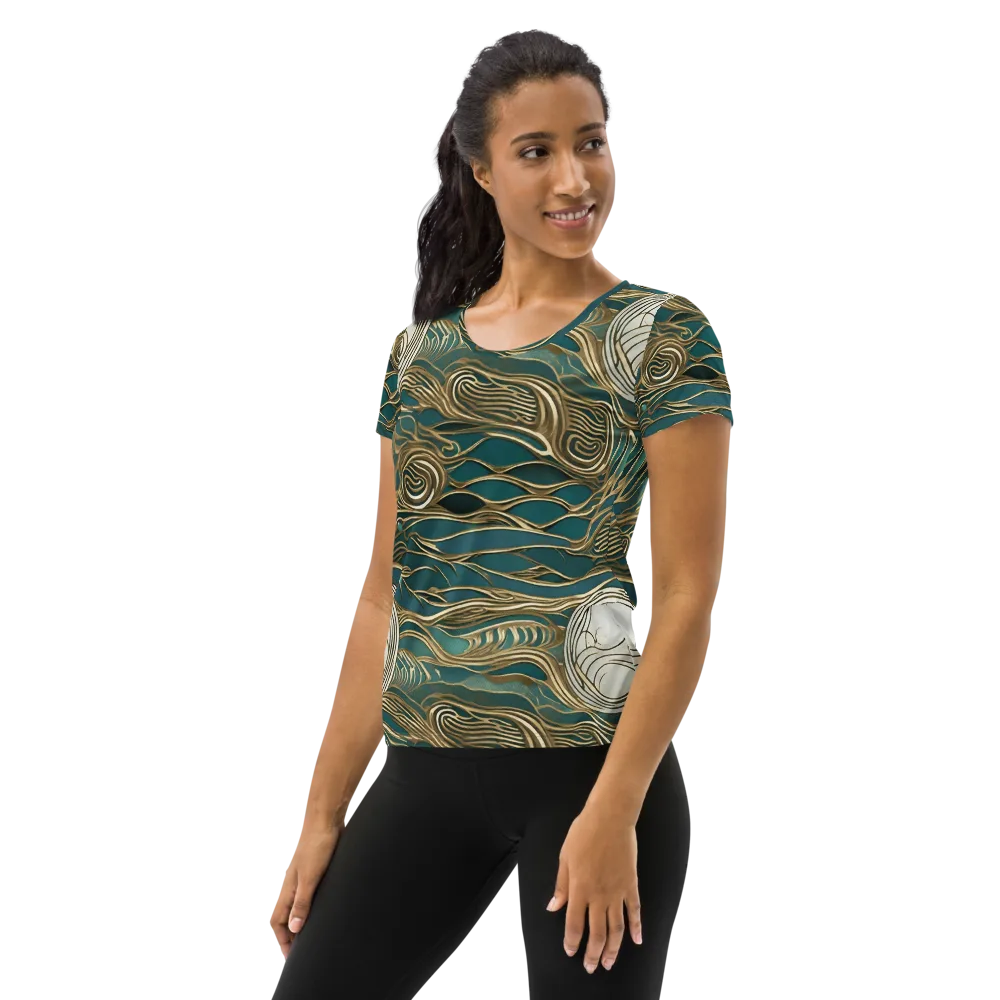 Gilded Tidal Flow on Women's Athletic T-Shirt — Left