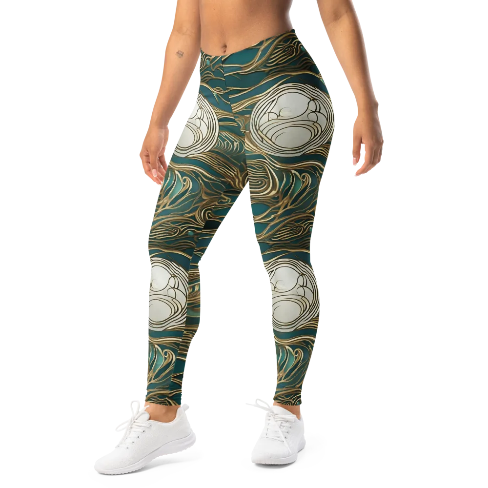 Gilded Tidal Flow on Leggings — Left Front