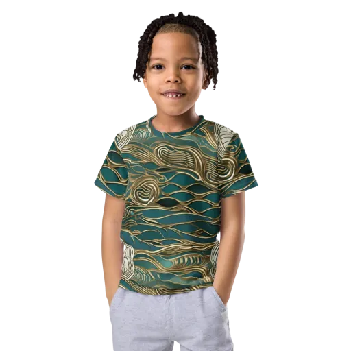Gilded Tidal Flow on a Kids Crew Neck T-Shirt