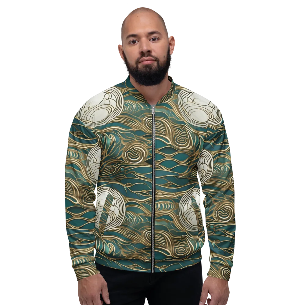 Gilded Tidal Flow on Bomber Jacket — Front