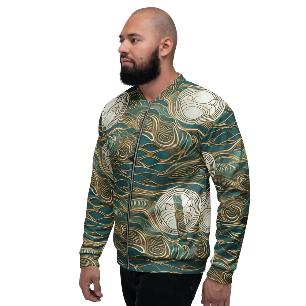 Gilded Tidal Flow on Bomber Jacket — Left