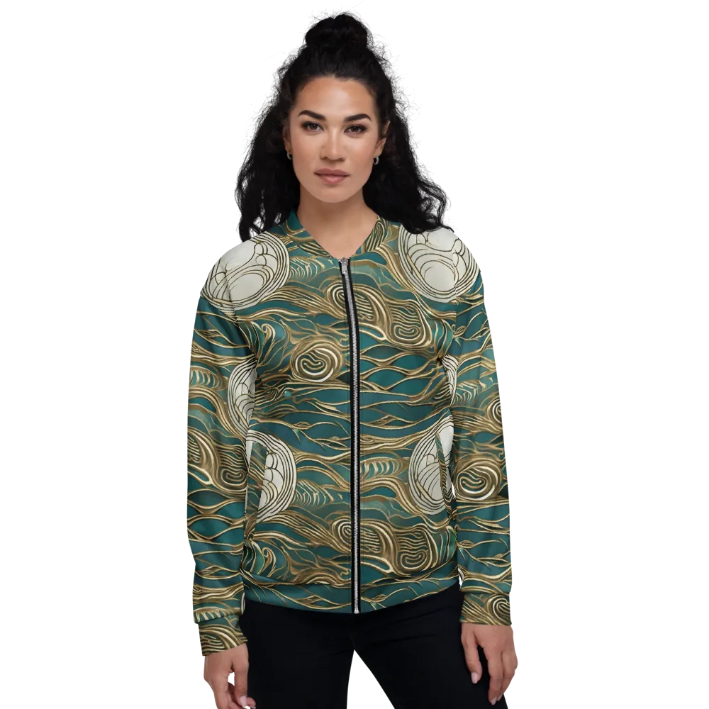 Gilded Tidal Flow on Bomber Jacket — Front