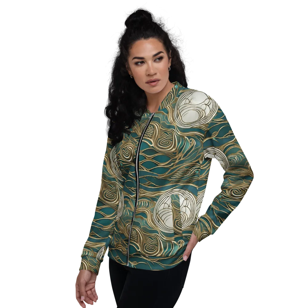 Gilded Tidal Flow on Bomber Jacket — Left