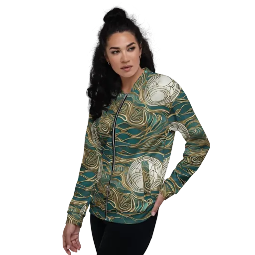 Gilded Tidal Flow on a Bomber Jacket