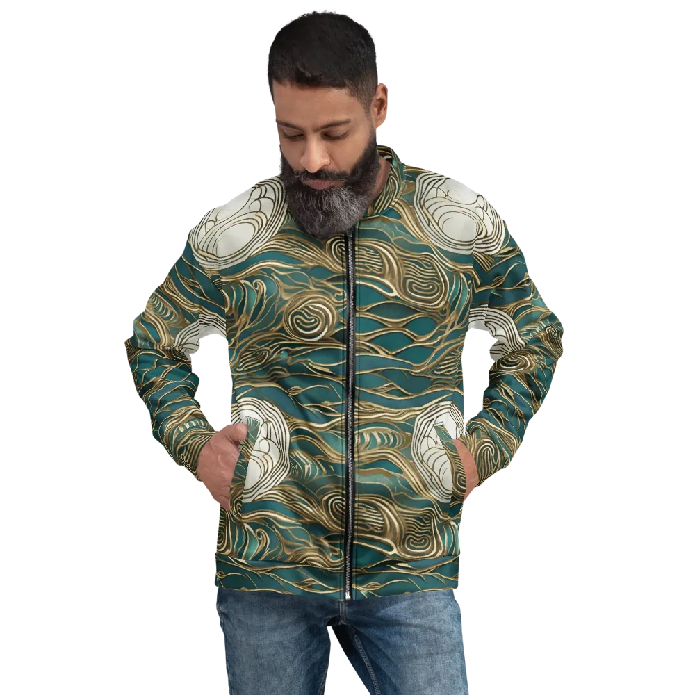 Gilded Tidal Flow on Bomber Jacket — Front