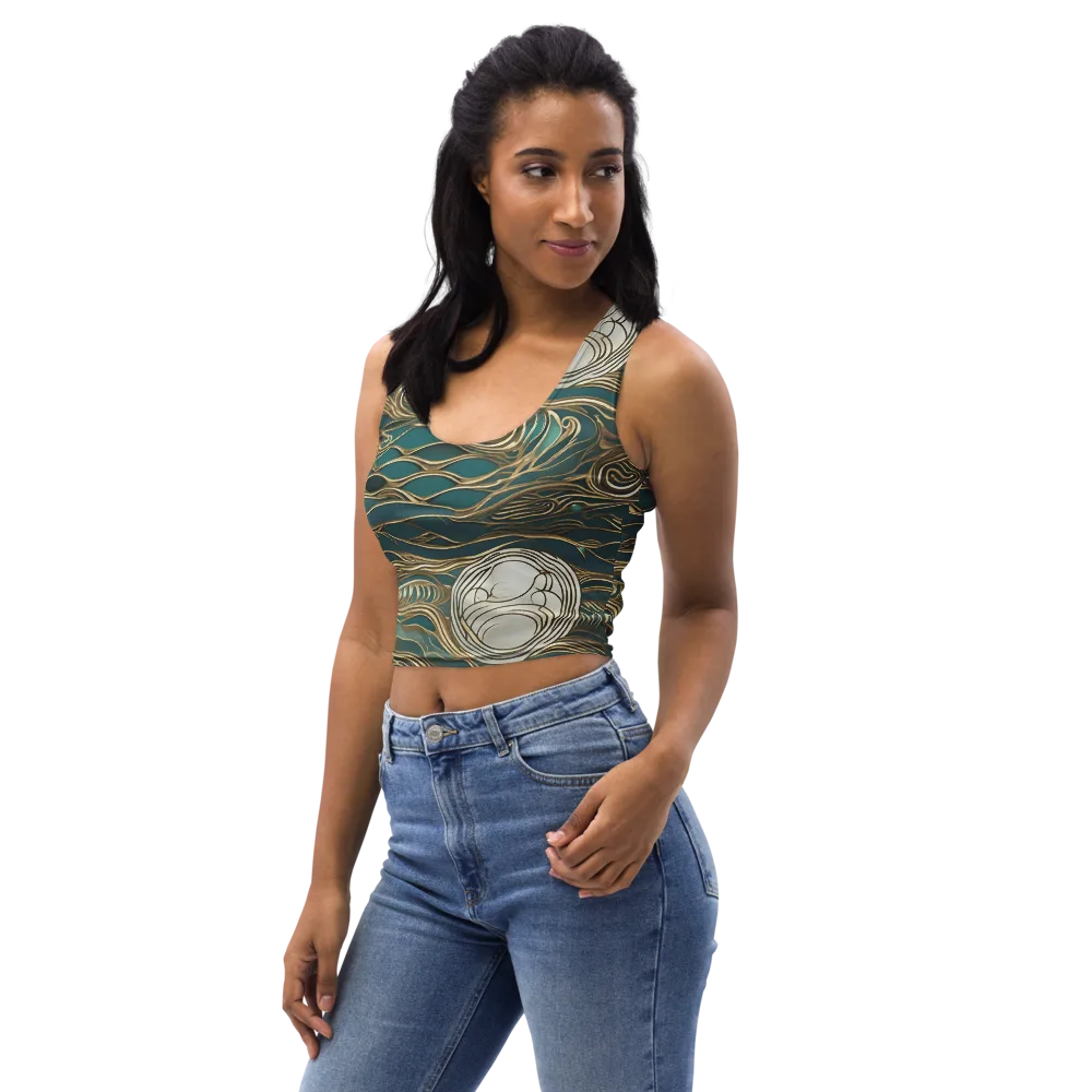 Gilded Tidal Flow on Crop Top — Left Front