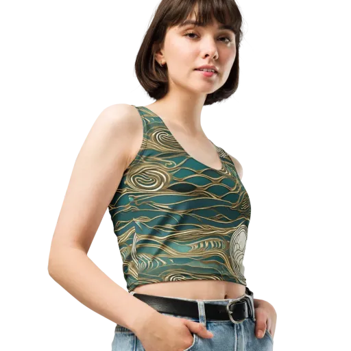 Gilded Tidal Flow on a Crop Top