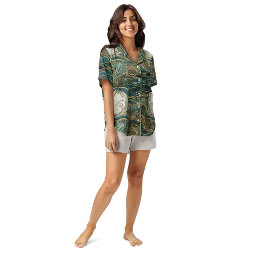 Gilded Tidal Flow on a Women's Short Sleeve Pajama Top