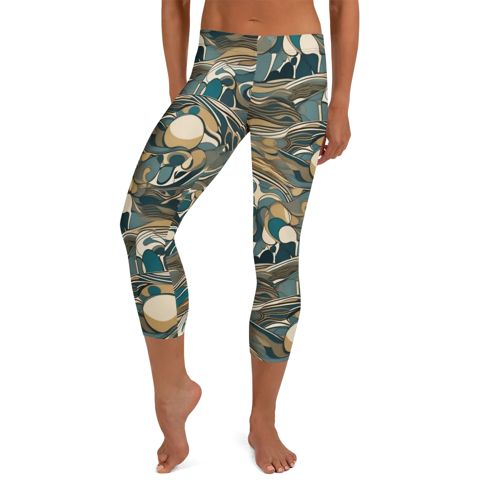 Marbled Current on Capri Leggings — Front