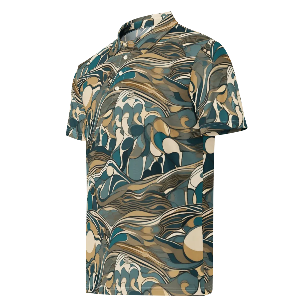 Marbled Current on Men's Slim Fit Polo Shirt — Left Front