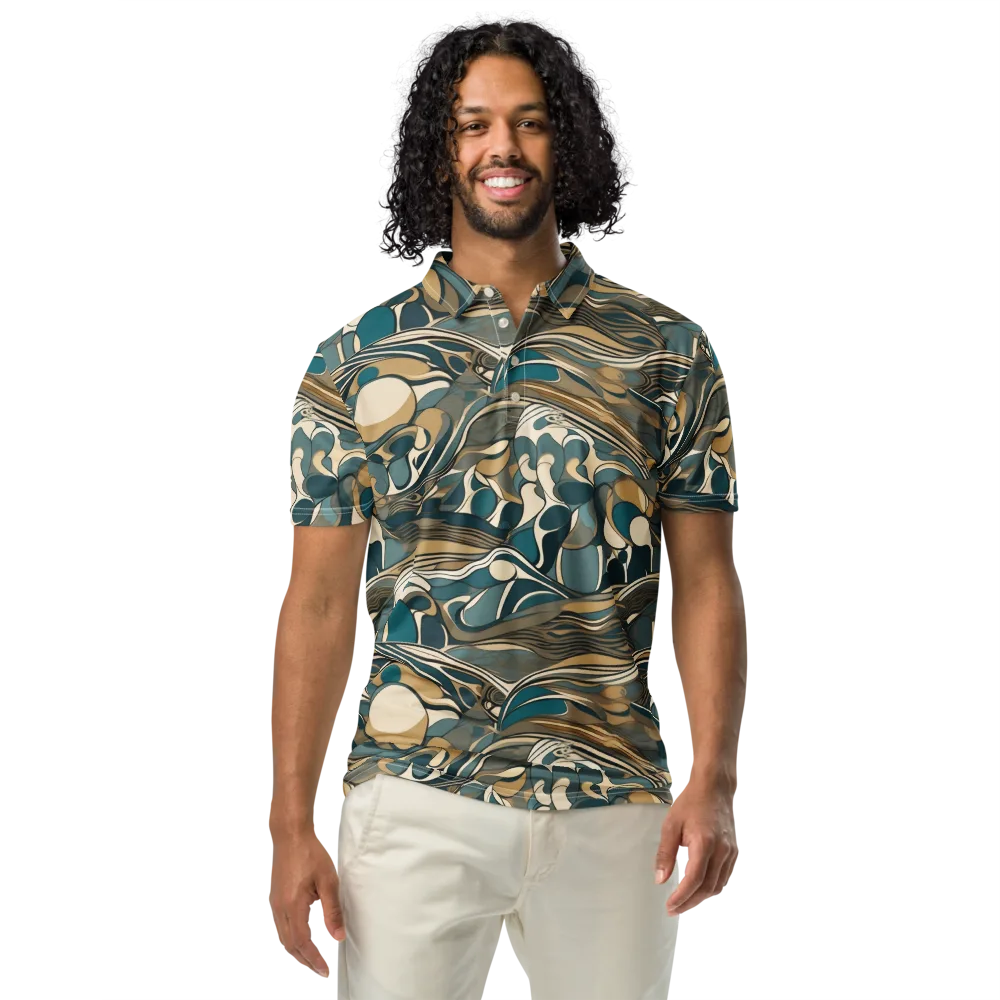 Marbled Current on Men's Slim Fit Polo Shirt — Front