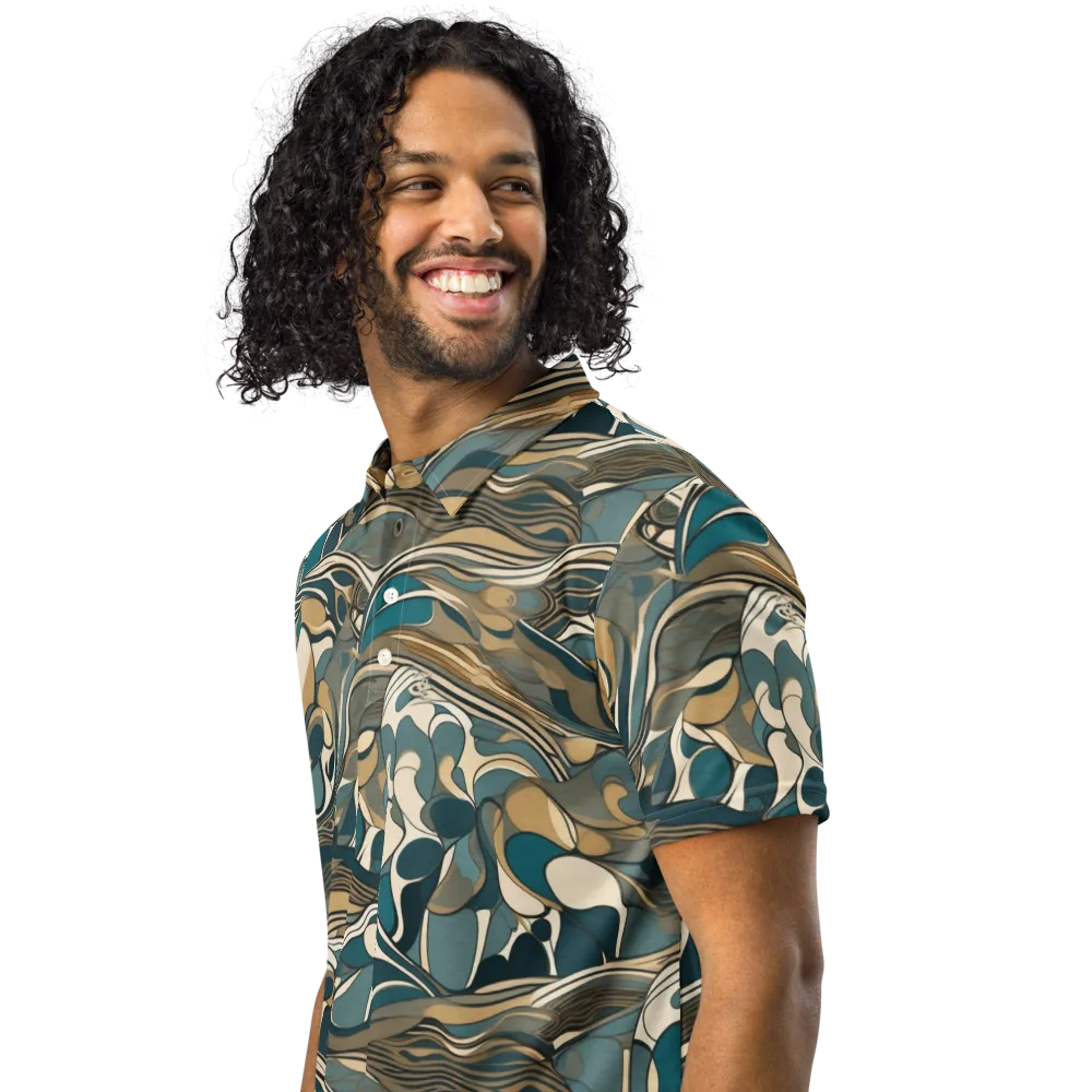 Marbled Current on Men's Slim Fit Polo Shirt — Left Front
