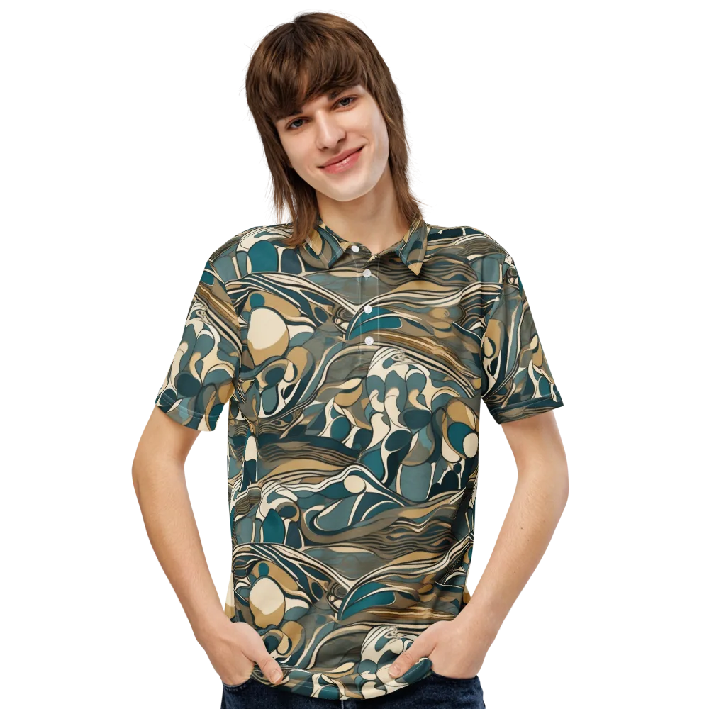 Marbled Current on Men's Slim Fit Polo Shirt — Front
