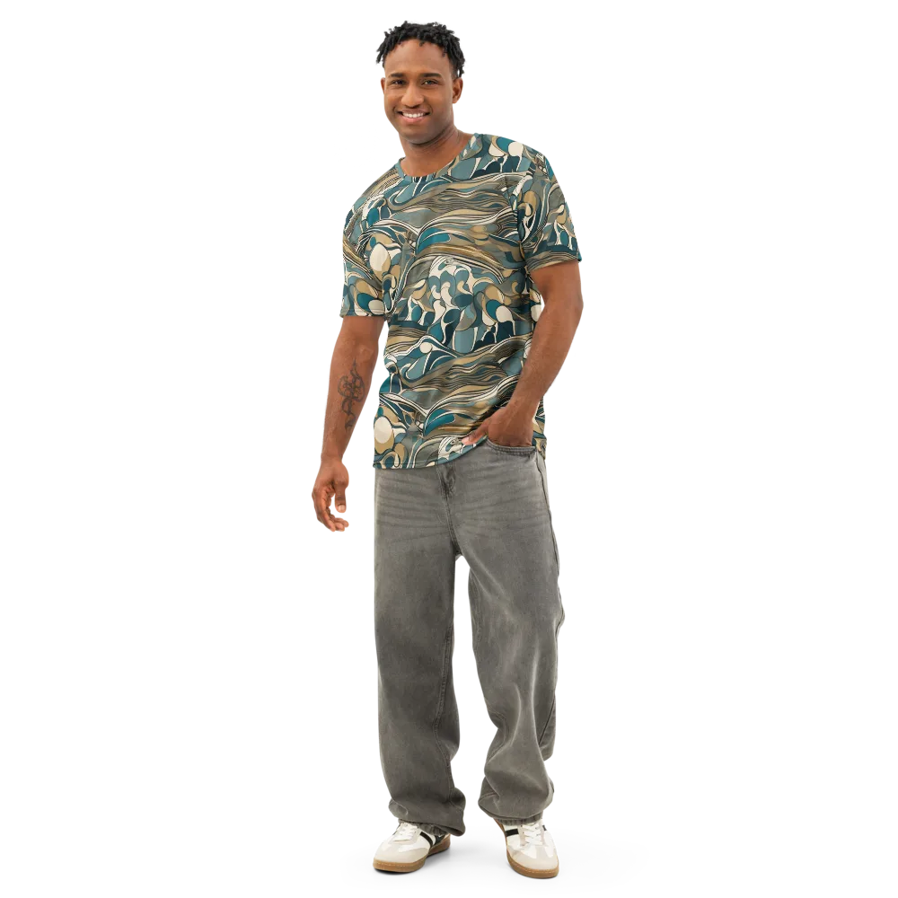 Marbled Current on Men's Cotton Crew Neck T-Shirt — Front