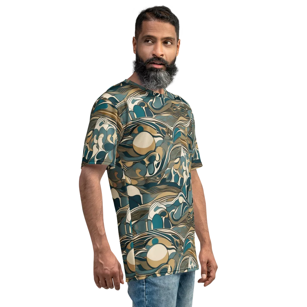Marbled Current on Men's Crew Neck T-Shirt — Right
