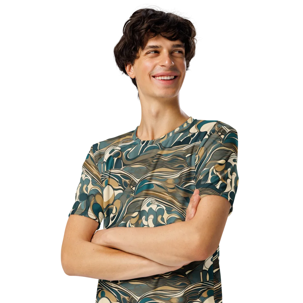 Marbled Current on Men's Crew Neck T-Shirt — Left Front