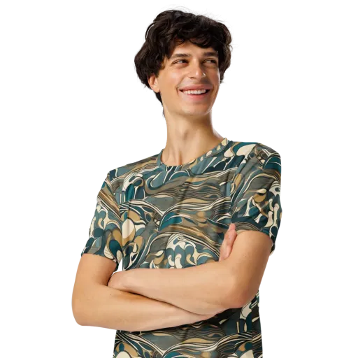 Marbled Current on a Men's Crew Neck T-Shirt