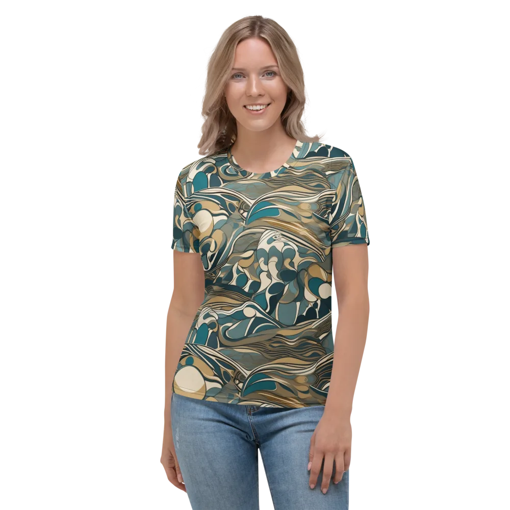 Marbled Current on Women's Crew Neck T-Shirt — Front