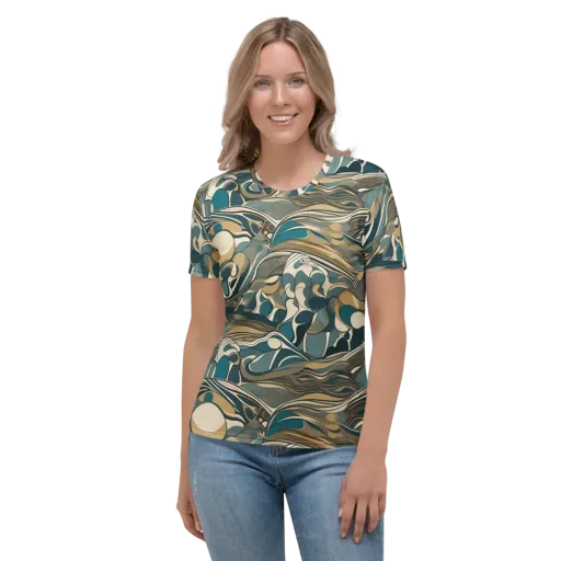 Marbled Current on a Women's Crew Neck T-Shirt