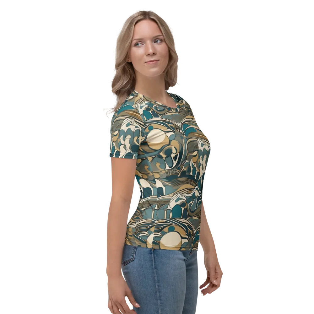 Marbled Current on Women's Crew Neck T-Shirt — Right