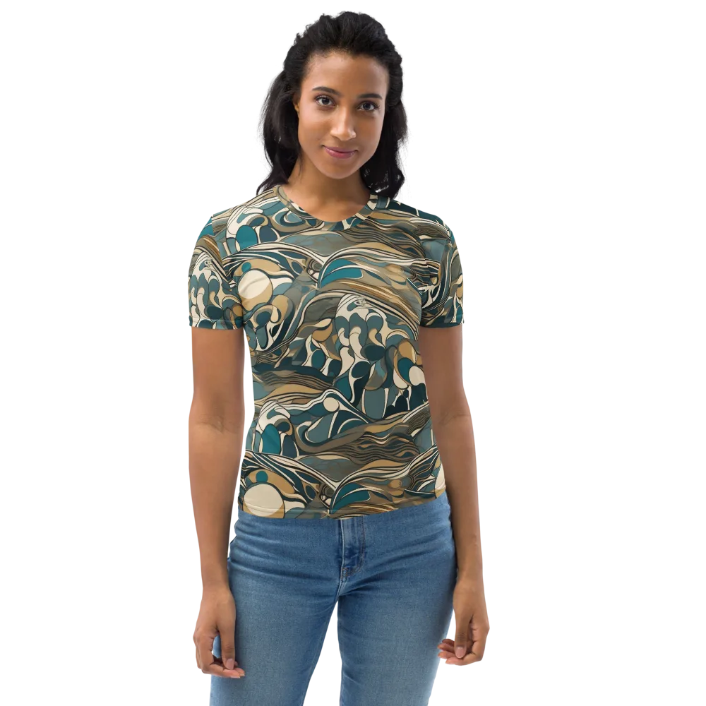 Marbled Current on Women's Crew Neck T-Shirt — Front