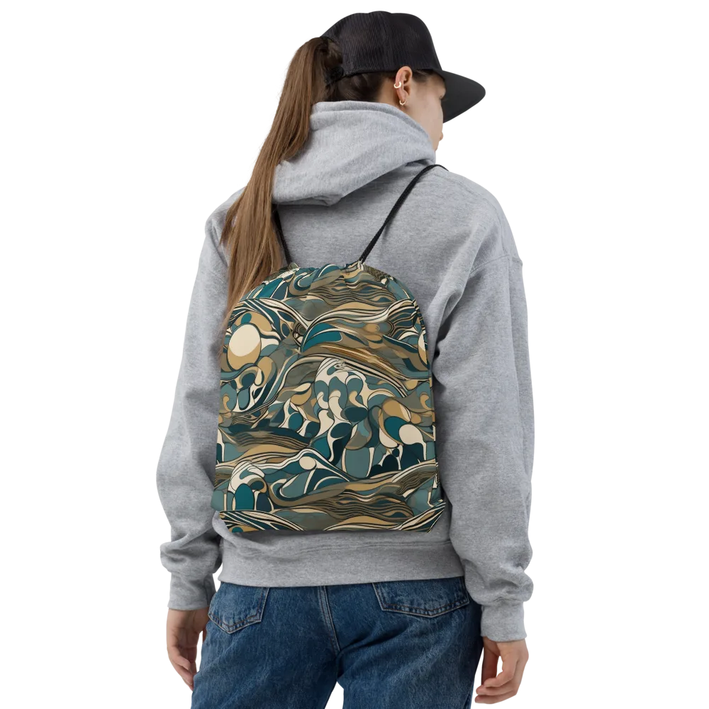 Marbled Current on Drawstring Bag — Front