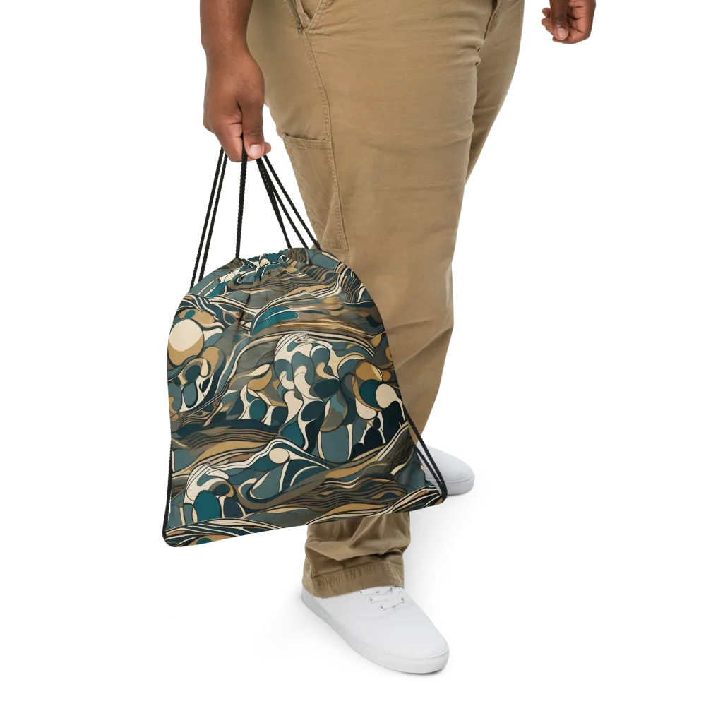 Marbled Current on Drawstring Bag — Front