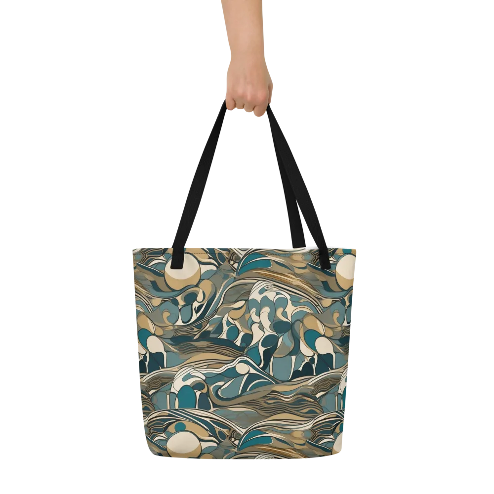 Marbled Current on Large Tote Bag W/ Pocket — Front
