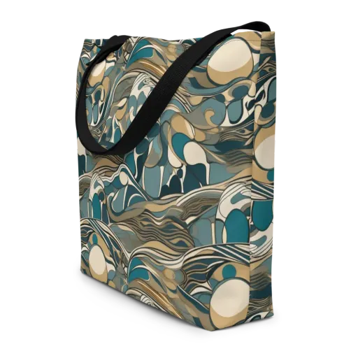 Marbled Current on a Large Tote Bag W/ Pocket