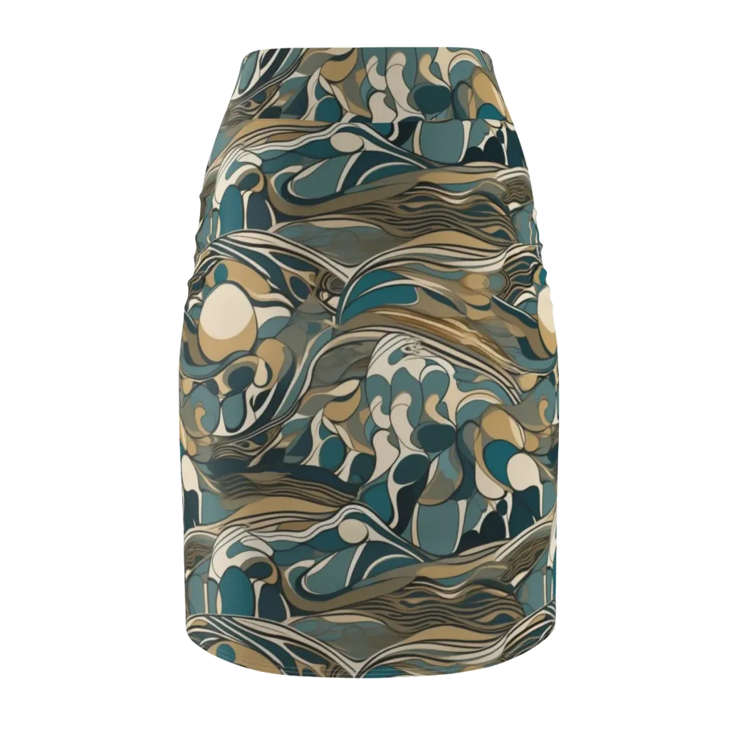 Marbled Current on Pencil Skirt — Back