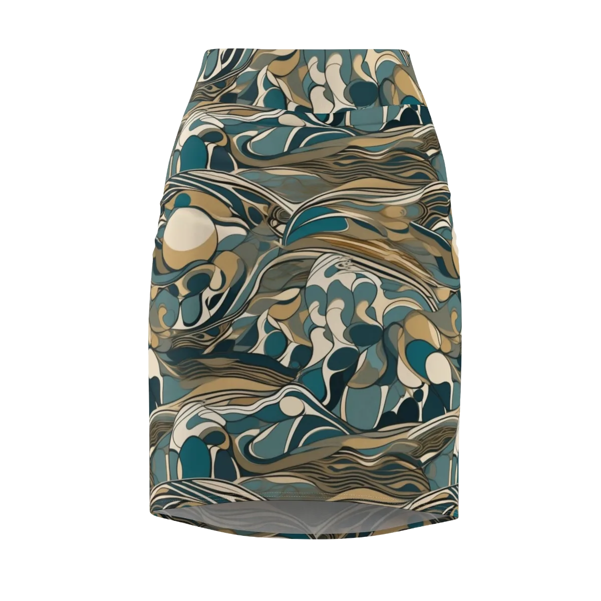 Marbled Current on Pencil Skirt — Front
